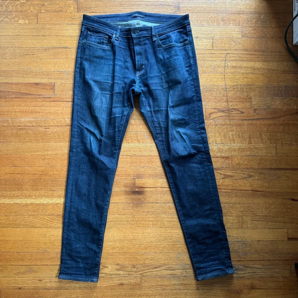UNIQLO Men Jeans Dark Wash Slim Fit Cotton‎ Blend Size 35x34